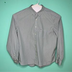 Mens Lacoste size 46 button up green with stripes